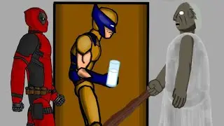 Granny vs Deadpool, Wolverine Funny Animation in Grannys house | drawing cartoons 2 | Stickmation sm