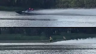 Shattered Racing flying past at Robinvale 80 Ski Race 2023