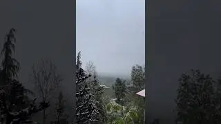 Snowfall 🌨️ Manali 29 April 2024 view from rishivillamanali #snowfall #manali #travel #kullumanali