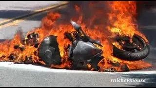 Motorcycle Crash & Burn on Mulholland