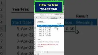 How to use YearFrac function in Excel 