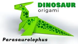 How to make origami DINOSAUR step by step. Easy DIY paper toy dinosaur Parasaurolophus