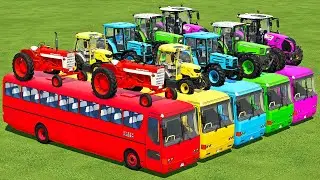 TRANSPORTING CASE, FENDT & CLAAS TRACTORS WITH BUSES - Farming Simulator 22