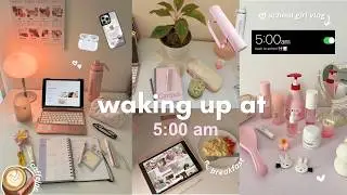 *realistic* waking up at 5AM 🍵📝 || morning routine, study w/me, skincare, pilates