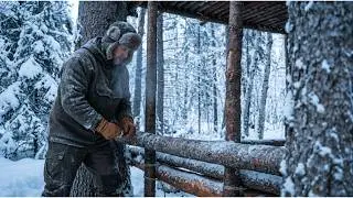 Alone in the winter forest, I built a shelter that should save my life