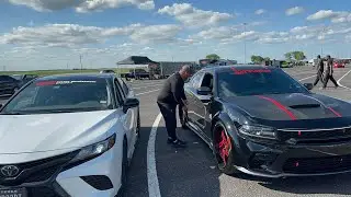 TRD Camry vs Hellcat vs Mustang Dig Racing Announcer Bet on the Wrong Driver!