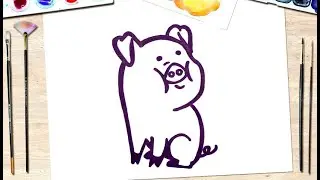 Pig is chubby. How to draw Waddles from Gravity Falls cartoon.