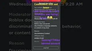 😰😭my GamingYTMike acc got banned😭😰 #roblox