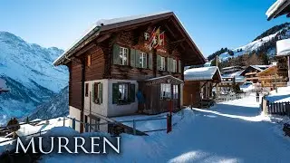 Snowy Walk in Swiss Alps | Mürren, Switzerland | Binaural Winter Nature Sounds