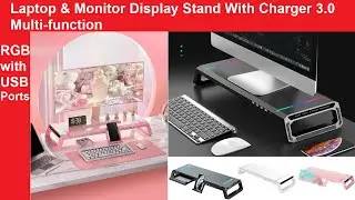 Laptop Monitor Stand RGB with 4 USB Mobile Phone Holder Drawer Storage Box heightening for PC