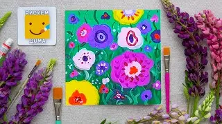 Как нарисовать полевые цветы - урок рисования, гуашь,  рисуем дома поэтапно