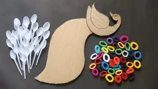 Unique Peacock Wall Hanging Craft | Best out of Waste Cardboard and Spoons | Home decoration ideas