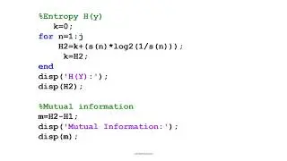 MATLAB PROGRAM for Entropy and Mutual Information of lossless channel