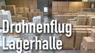 Indoor Drohnenflug von Lagerhalle für Fulfillment Verkäufer und Großhändler im eCommerce