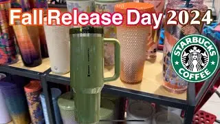 STARBUCKS FALL CUP RELEASE DAY 2024 // STANLEY AND STARBUCKS OLIVE GREEN COLLABORATION