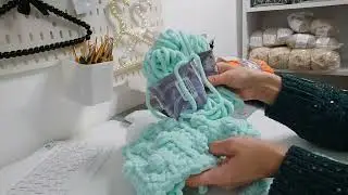 Детская шапка крючком из плюшевой пряжи Alize Velluto. Экспресс мастер класс. Полная версия