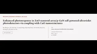 Enhanced photoresponse in ZnO nanorod array/p-GaN self-powered ultraviolet photodetec... | RTCL.TV