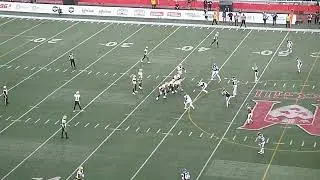 Edmonton Elks QB McLeod Bethel-Thompson throws a 25-yard pass to Tevin Jones vs. Montreal Alouettes