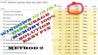 Fix 100% Disk usage on Windows 10 Task manager| MEMORY 100% in win 10 win 8 solution Method 2