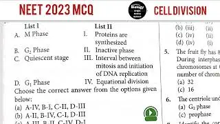 Important MCQ of Chapter Cell Division #neet2025 #neetexam #neetpaper #neet
