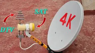 Converting an LNB to an antenna for terrestrial TNT and satellite channels with a single cable
