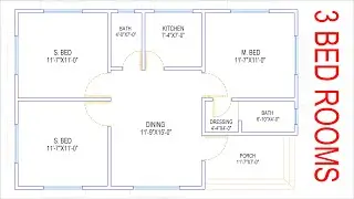 HOUSE PLAN DESIGN | EP 307 | 850 SQUARE FEET 3 BEDROOMS VILLA HOUSE PLAN | LAYOUT PLAN