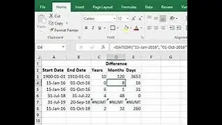 How to get the exact years, months and days from a set of data in excel using DATED IF FUNCTION