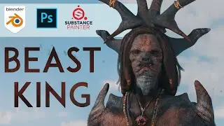 Creating fantasy BEAST CHARACTER concept art in Blender/Photoshop/Substance Painter - Speed Art