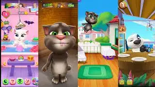 Talking Angela vs Talking Tom vs Talking Tom 2 vs Talking Hank Gameplay 👑 #tomfriends