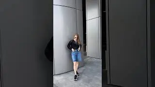 Шорты Бермуды джинс синий + Кофта Вязка шнуровка черный