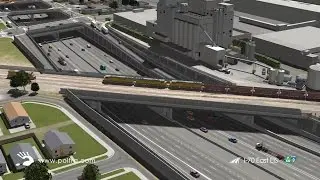 3D Flyover Animation of Railroad Overcrossing by POITRA Visual (UPRR over I-70)