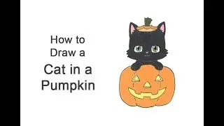 How to Draw a Cat in  Jack-O'-Lantern Pumpkin for Halloween