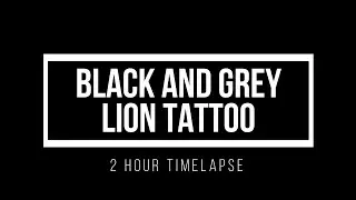 2 HOURS OF TATTOOING TIMELAPSE BACKGROUND VIDEO - NO SOUND SCREEN SAVER - BLACK AND GREY LION TATTOO