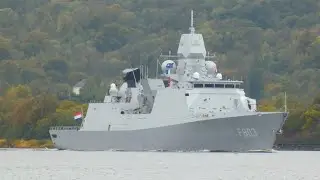 Netherlands Navy Frigate Tromp inbound on the Clyde