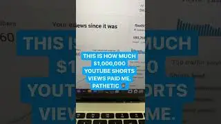 How Much Money 1,000,000 YouTube Shorts Views Pays 