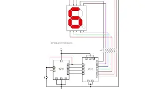 Circuit to Control a Common Cathode Seven Segment Display using 7490 + 4511 + Press Button Switch
