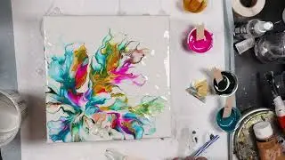 Colorful Dutch Pour Painting on Gray