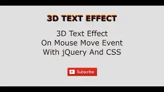 3D Text Effect On Mouse Move Event With jQuery and CSS