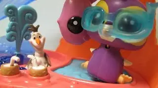 Olaf From Frozen Visits Littlest Pet Shop Slide and Dive Lagoon Opening