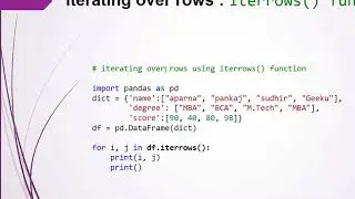 Part 06 Python Pandas DataFrames Iterating column and row wise