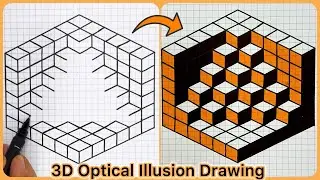 Easy 3D Cube Illusion Drawing Tutorial: Turn Grid Paper Into 3D Magic ✍🏻