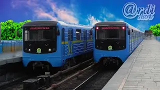 Метро Киев. Синие поезда метро. Kiev metro. Underground trains.
