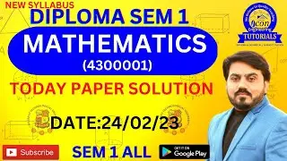 TODAY SEM 1 MATHEMATICS PAPER SOLUTION  GTU EXAM || 24/02/23 GTU PAPER SOLUTION || WINTER 2022