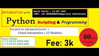 Python(A Z) || Scratch to Advanced | Devops  by Python |Batch starts 12th oct-2023|PH +91 8099809099