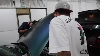 Wrapping a BMW with SUN DAMAGE!! & Wrapping a hood in CARBONFIBER