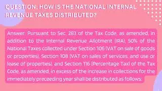 How is the National Internal Revenue Taxes Distributed?
