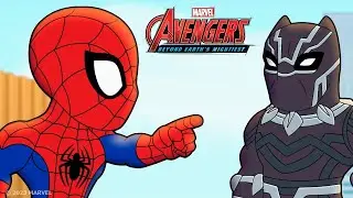 Los Vengadores de Marvel RhymeTime: Black Panther y Spiderman trabajan juntos.