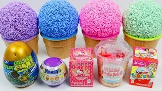 4 Colors Play Foam Ice Cream Surprise Cups with Toy Story 4, Hello Kitty, Barbie, & More!