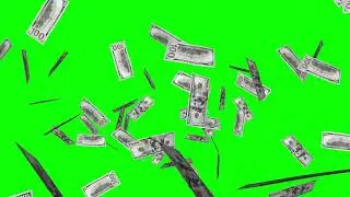 American $100 Dollars Cash Bills Exploding On Green Screen