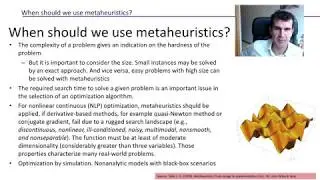 Introduction to Metaheuristics (5/9). Exploration and Exploitation. When to use metaheuristics